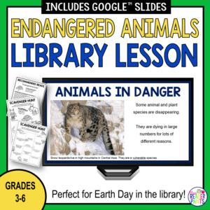 This Endangered Animals library lesson is perfect for Earth Day! Recommended for Grades 3-6.