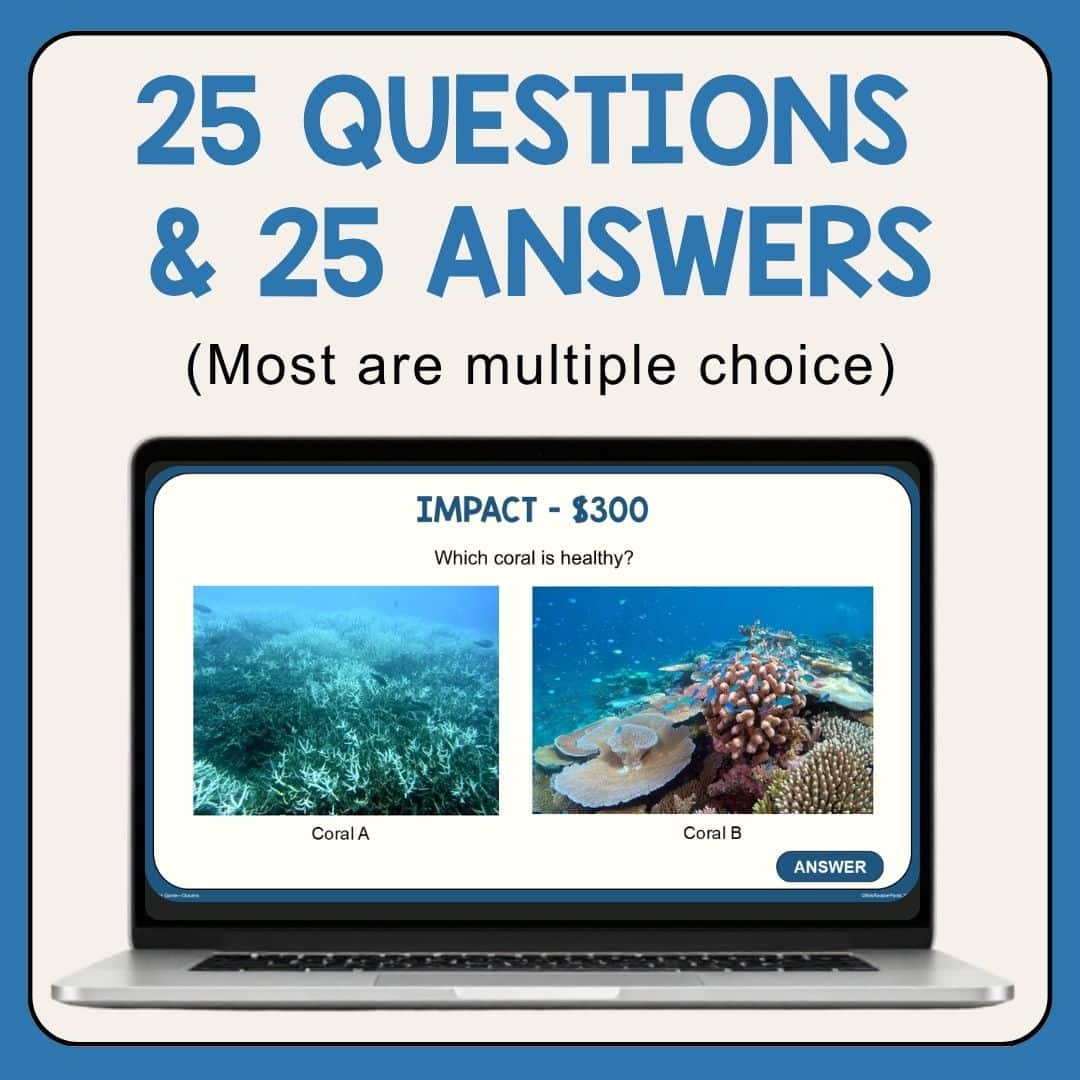 This interactive Oceans Trivia Game is perfect for Earth Day (April 22) or World Oceans Day (June 8). Includes 25 question and answers.