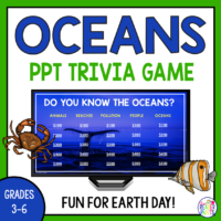 This Oceans Trivia Game is for Grades 3-6. It works great for Earth Day or World Oceans Day (June 8).