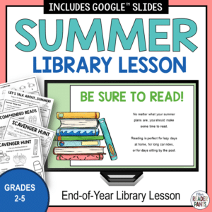 This Summer Reading Library Lesson discusses five benefits of summer reading. Also includes summer trivia, would-you-rathers, "close up" photography guessing game, and more.