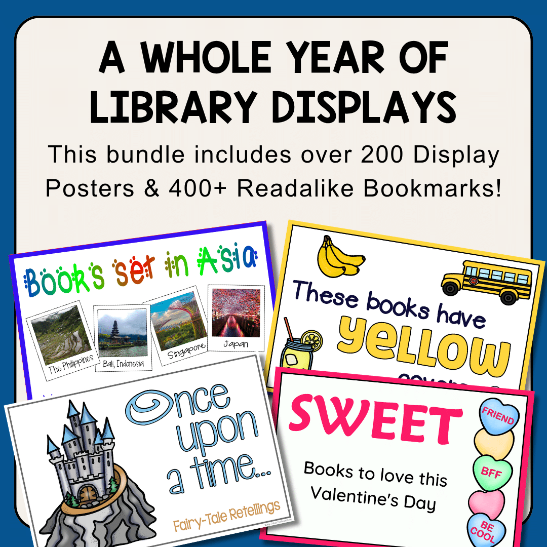 This Elementary Library Essentials Kit features Back to School library management materials, display posters, readalike bookmarks, reading challenges, library fundraisers, and your first 8 library lessons of the school year.