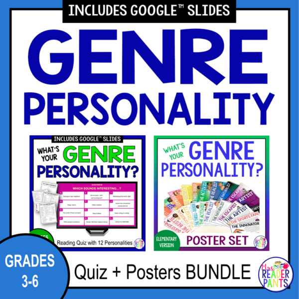 This Elementary Genre Personality Quiz Bundle includes the quiz pack and 24 Genre Personality posters.