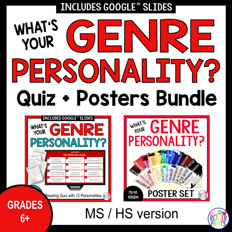 This is the quiz + posters bundle of the What's Your Genre Personality Quiz.