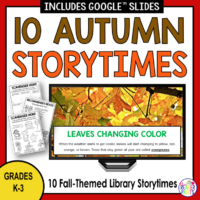 This is the Autumn Library Storytime Bundle. It includes 10 library storytime lessons for K-3.