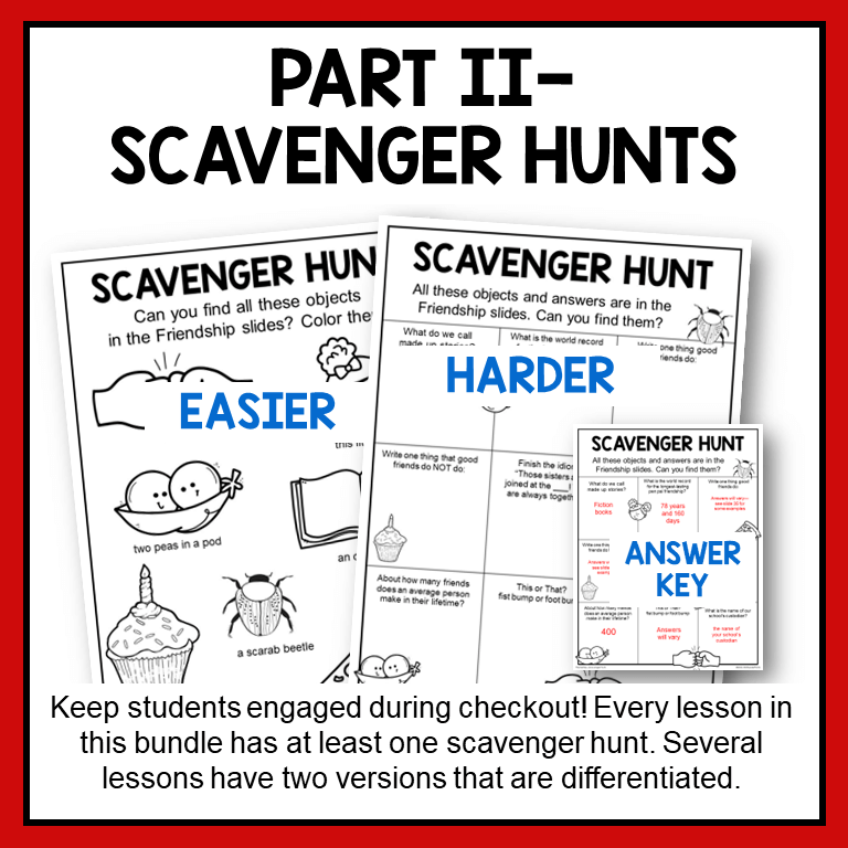 This is the Autumn Library Storytime Bundle. It includes 10 library storytime lessons for K-3. Every lesson in this bundle includes 1-2 scavenger hunt activities to complete after storytime.