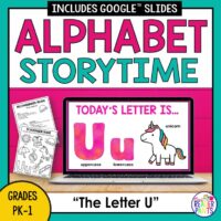 Library Alphabet Storytime for Letter U. Includes Scavenger Hunt.