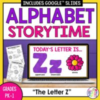 This is an Alphabet Storytime for Letter Z. It includes a presentation, scavenger hunt activity, and recommended reads.