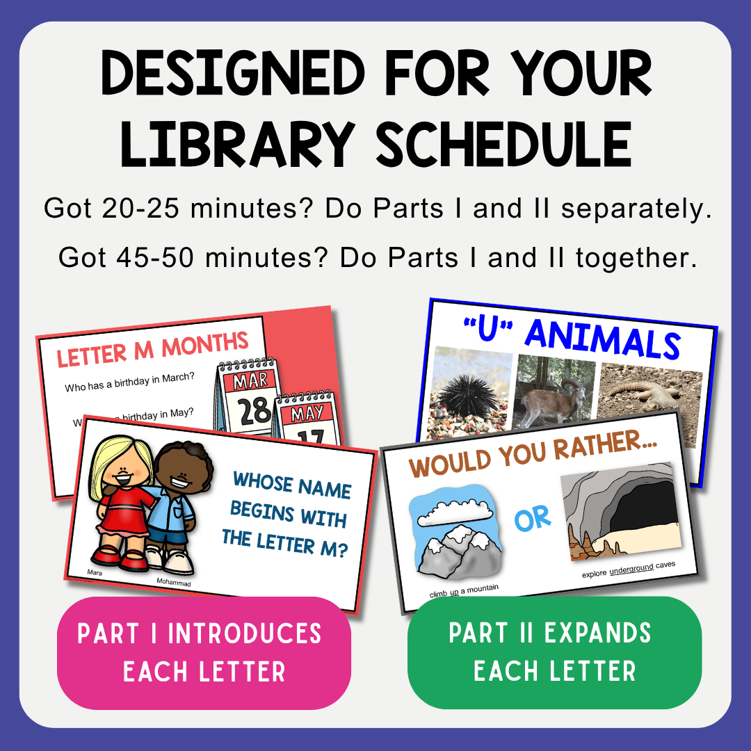 This Alphabet Storytime Bundle includes 26 lessons, one for each letter of the alphabet.