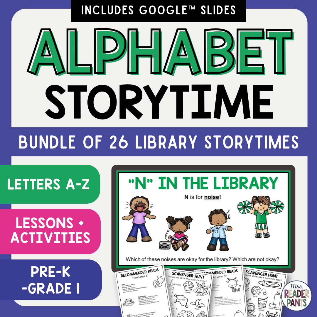 This Alphabet Storytime Bundle includes 26 lessons, one for each letter of the alphabet.