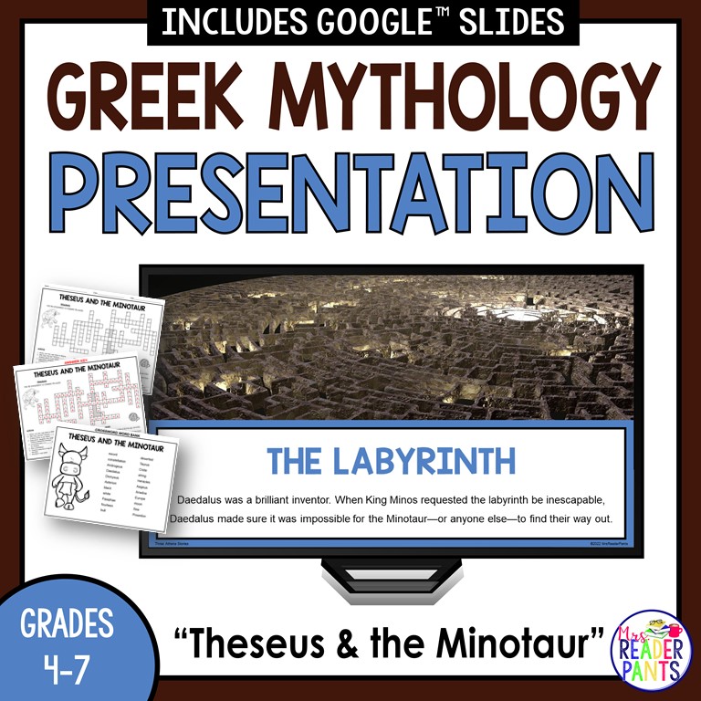 This Theseus and the Minotaur Greek Mythology Lesson includes a presentation and printable activity for Grades 4-7.
