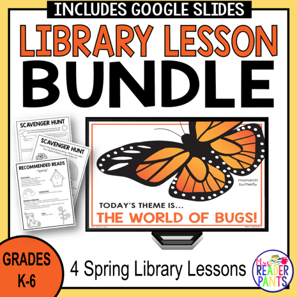 This is a bundle of four Elementary Library Lessons for Spring. It works great for Grades K-6.
