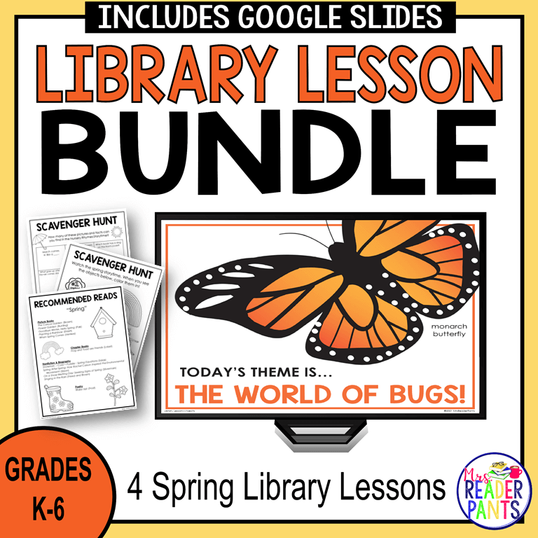This is a bundle of four Elementary Library Lessons for Spring. It works great for Grades K-6.