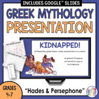 Greek Mythology Presentation about Hades and Persephone. Recommended for Grades 4-7.