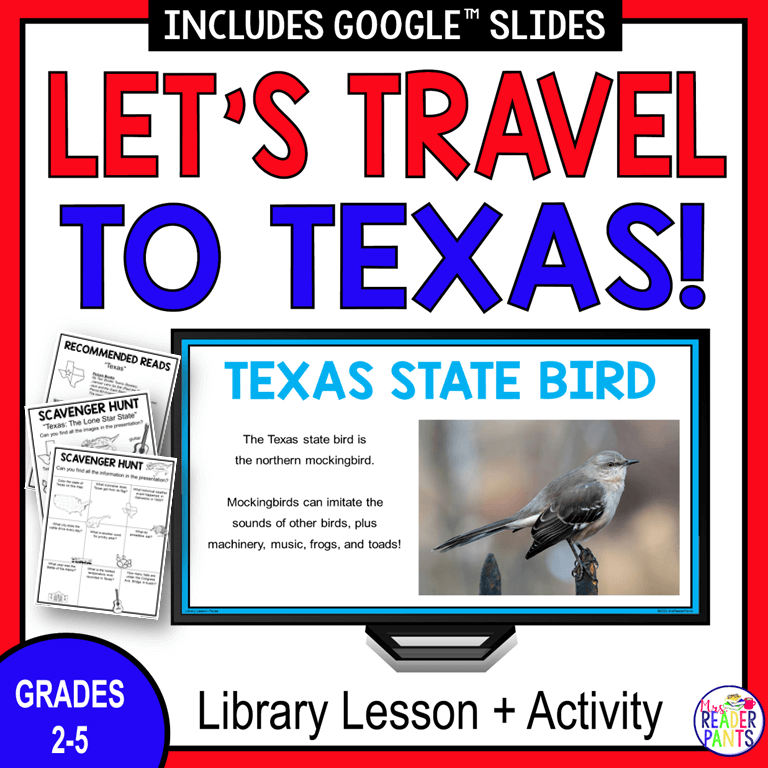 This Texas Library lesson is for Grades 2-5. It includes two differentiated scavenger hunt activities, pre-filled lesson plan template, and Recommended Reads list.