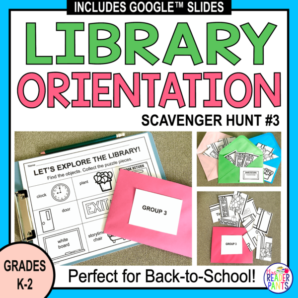This Library Orientation Scavenger Hunt activity is for Grades K-2. It is compatible with Google Apps.