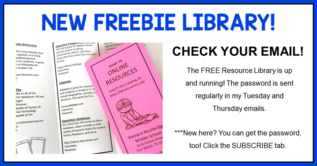 Join my Free Resource Library by clicking Subscribe on the menu. You will then get an email with the current password.