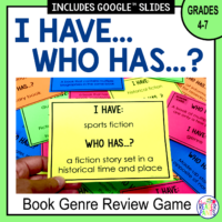 This I Have Who Has Genre Review Game is for Grades 4-7.