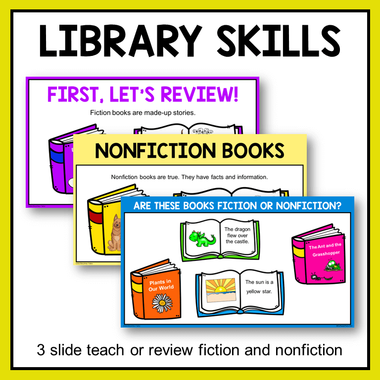 This Color Yellow Library Storytime reviews fiction and nonfiction library skills.