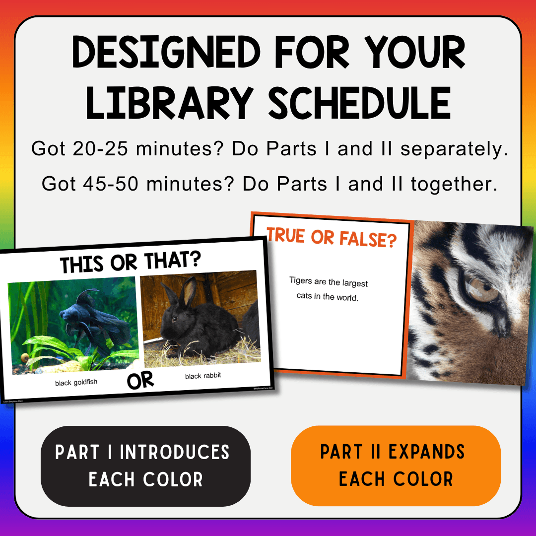 This Color Storytime Bundle includes all 11 of my Color Storytime library lessons for PreK-Grade 1.