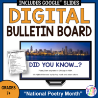 This Poetry Digital Bulletin Board for Grades 7-12 is perfect for National Poetry Month.