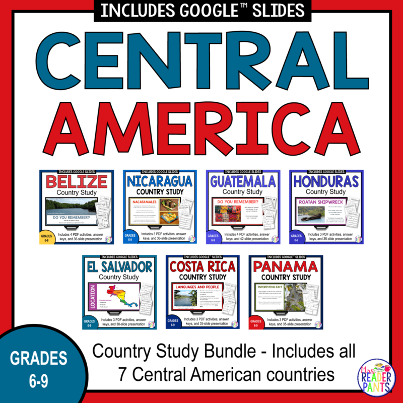 This Central America Country Study Bundle includes presentations and activities for all seven Central American countries.