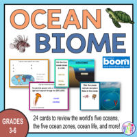 This is a set of 24 Ocean Biome Boom Cards. It is for Grades 3-6 and includes 24 interactive cards.