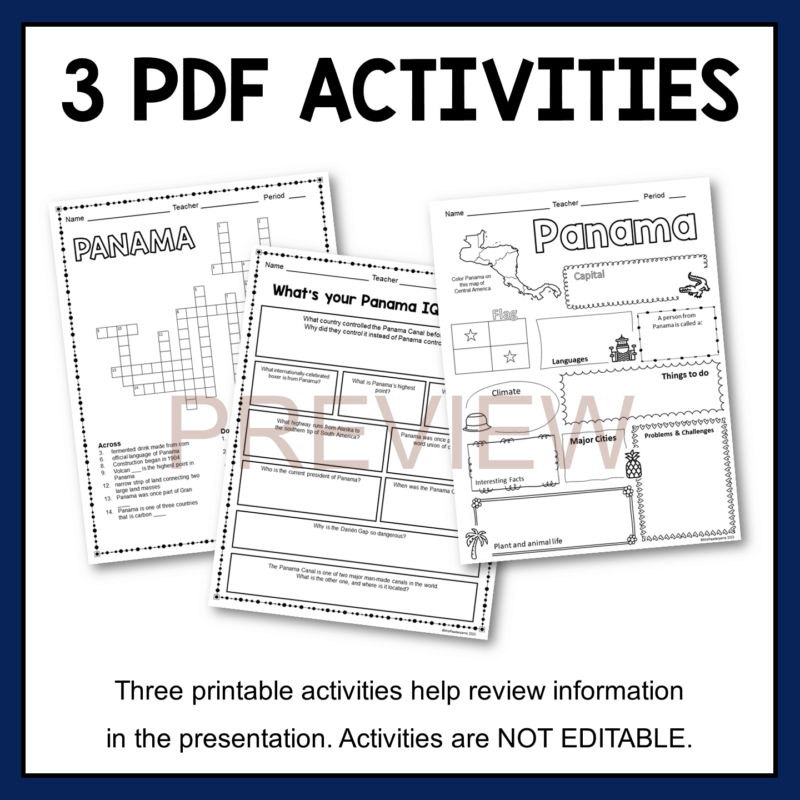 This Panama Country Study includes three PDF activities, plus answer keys.