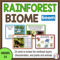 This is a set of 24 Boom Cards about the rainforest biome. It is for Grades 3-6.