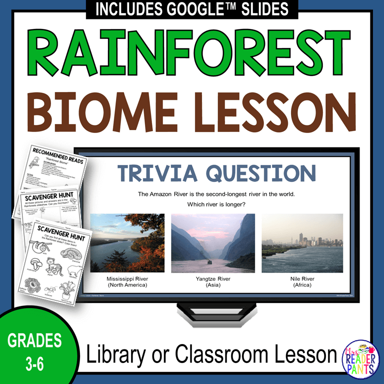 This Rainforest Biome Lesson is for Grades 3-6. It's perfect for school libraries and classrooms.