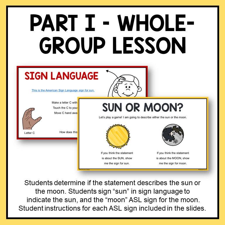 This is an Eclipse Library Lesson for Grades 2-5. Part I is a whole-group discussion of sun and moon facts.