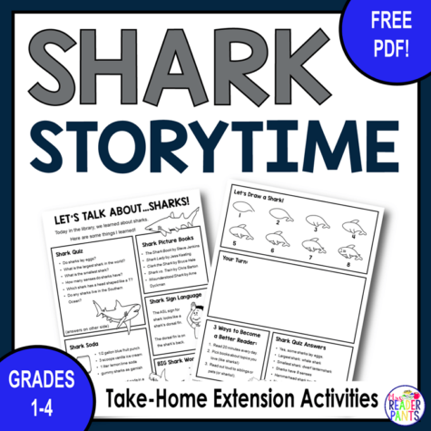 Need some take-home extension activities to follow a library storytime about sharks? This 2-page printable is exactly what you need!