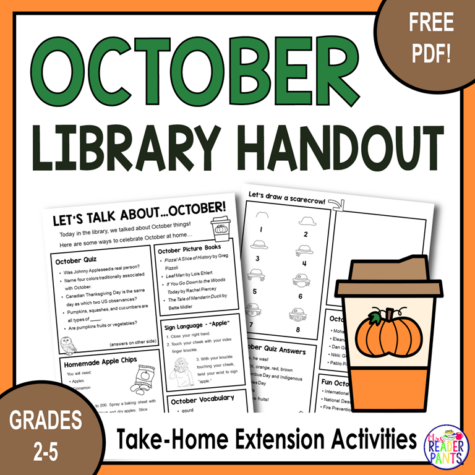 This free October Library Handout is for Grades 2-5.