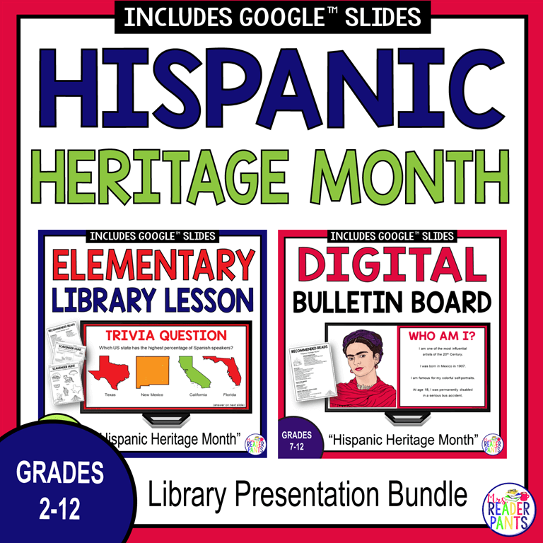 This Hispanic Heritage Month Library Lesson Bundle is for elementary and secondary libraries.