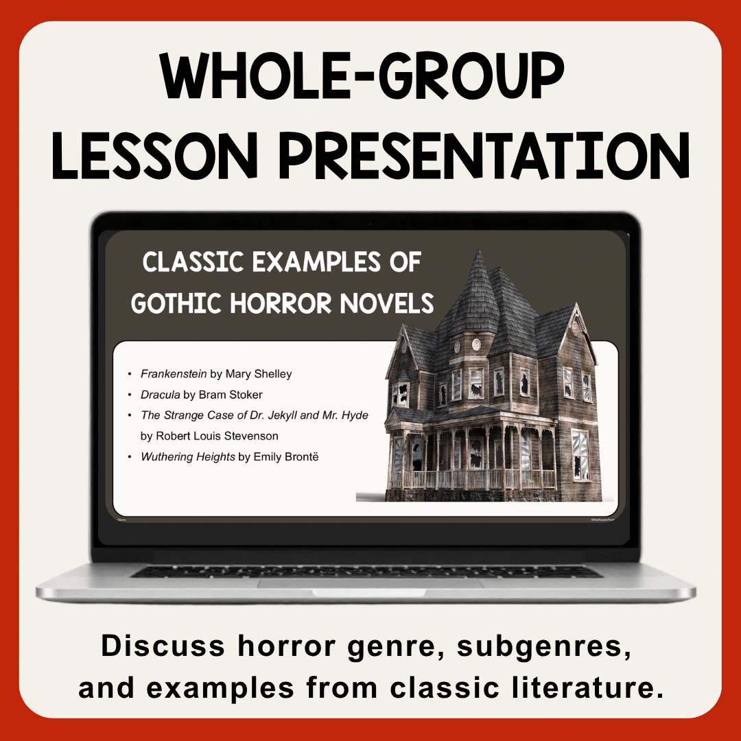 This Horror Genre Library Lesson is for middle school library and high school library. Special emphasis on gothic literature. Recommended for Grades 7-12.