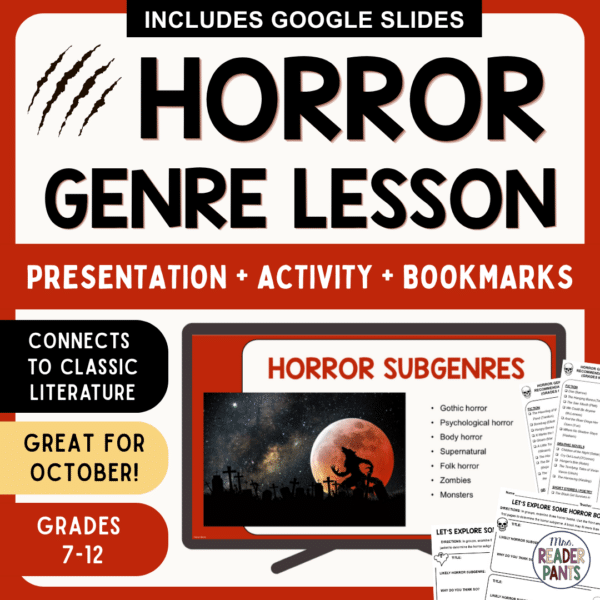 This Horror Genre Library Lesson is for middle school library and high school library. Special emphasis on gothic literature. Recommended for Grades 7-12.