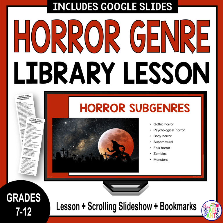 This Horror Genre Library Lesson is for middle school library and high school library. Special emphasis on gothic literature. Recommended for Grades 7-12.