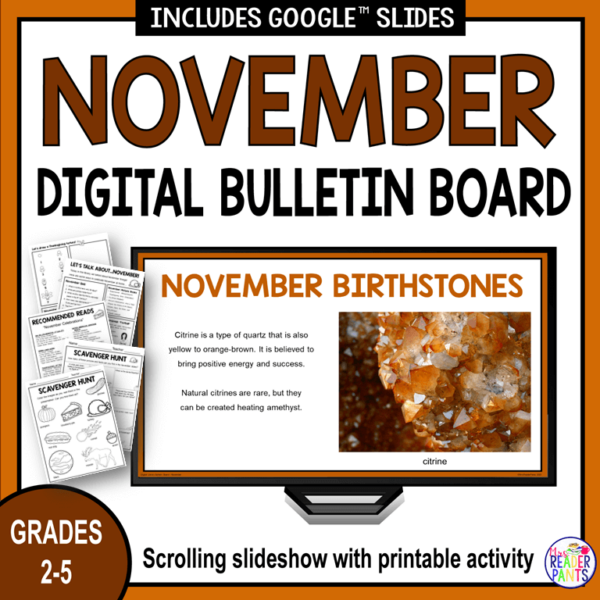This November Digital Bulletin Board is for school libraries serving Grades 2-5.