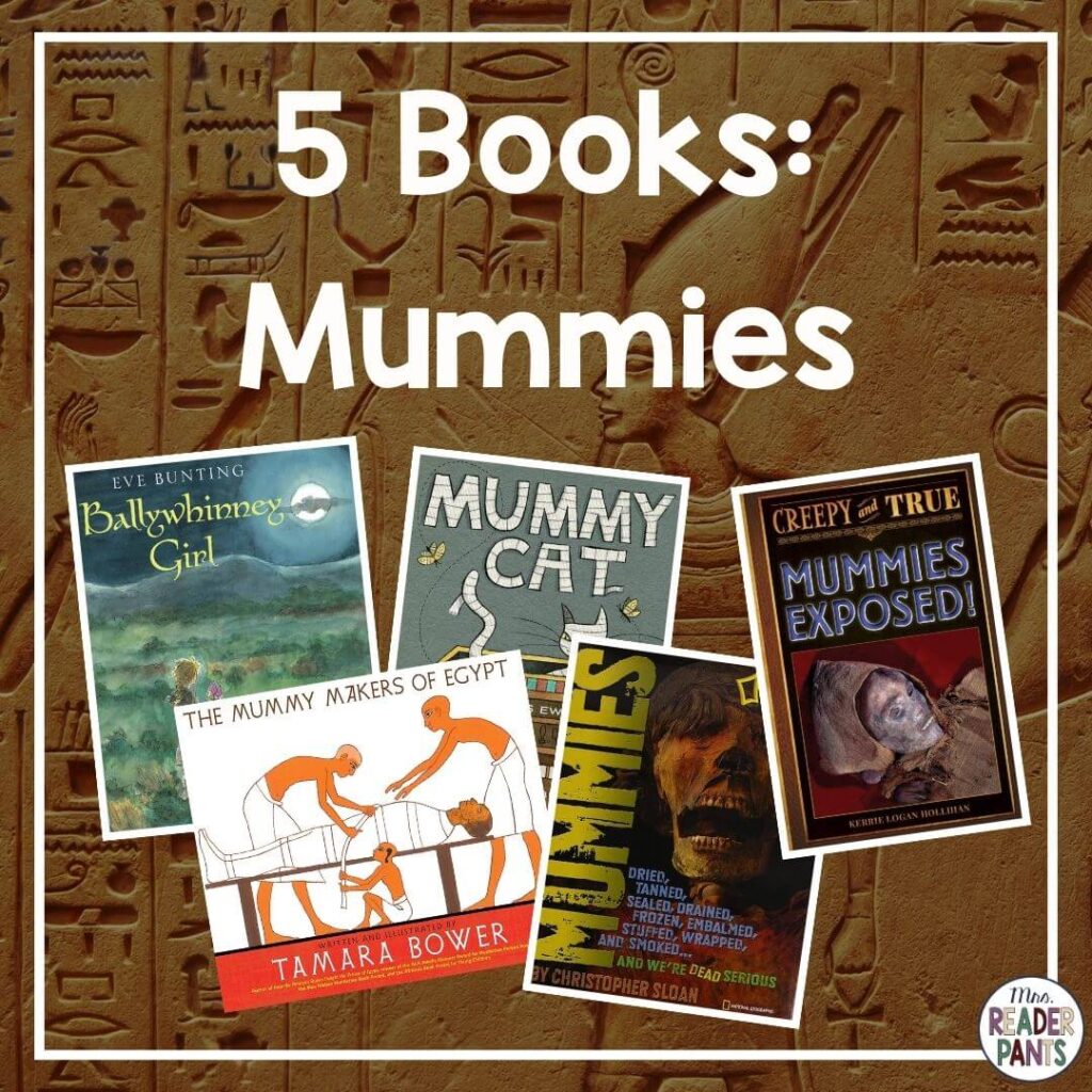 Five books about mummies! All these books received positive professional reviews, some starred. Includes free poster and nonfiction passage for upper-elementary students.