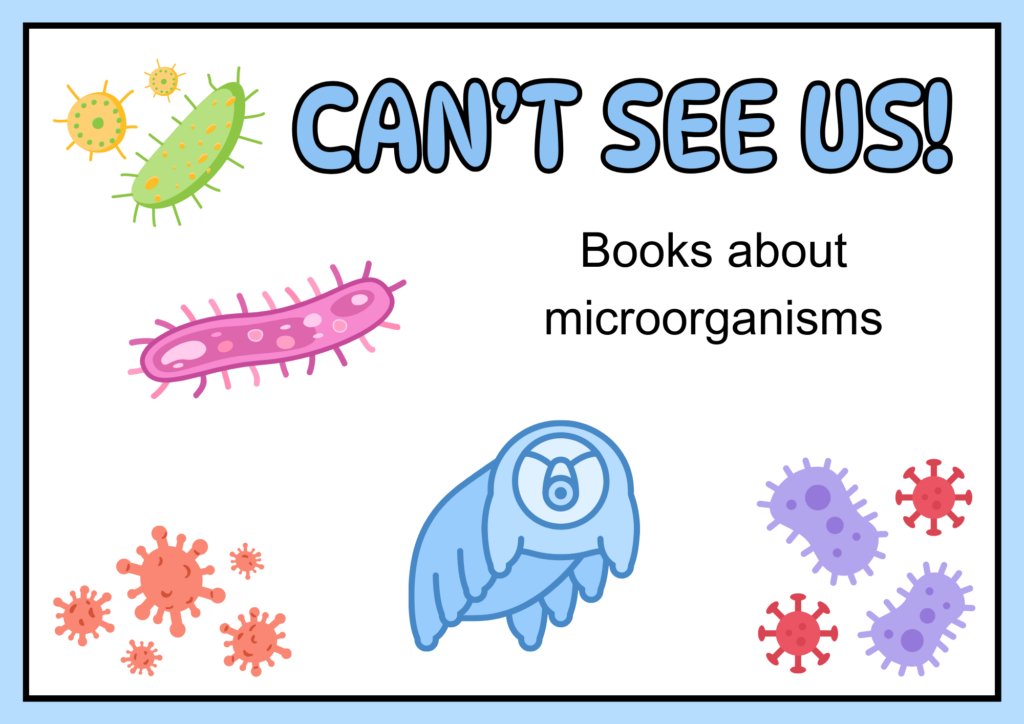 This microorganisms and tardigrades library display poster is a free download. You can edit it in Canva using the link below, or you can download the uneditable PDF from my shared Google Drive for librarians.