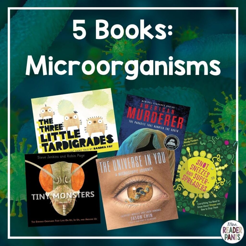 This week's 5 Books post features 5 books about microorganisms. Includes free library display poster.