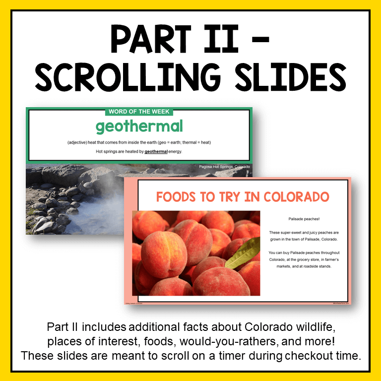 This Colorado Library Lesson is for librarians and classrooms serving Grades 2-5. Perfect for US state studies or US geography lessons.