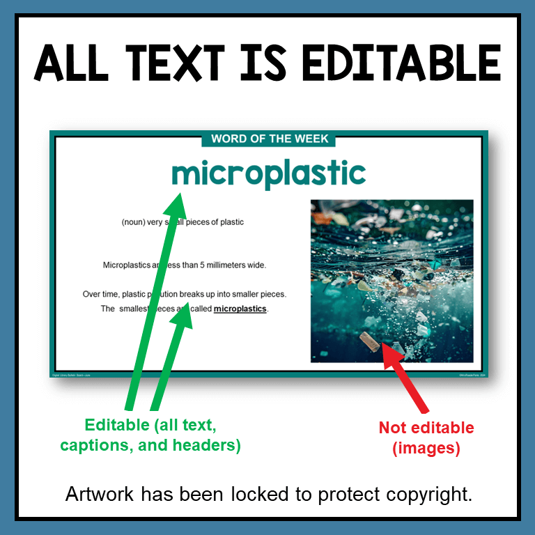 This June Digital Bulletin Board is for elementary librarians serving Grades 2-5. Editable in PowerPoint and Google Slides.