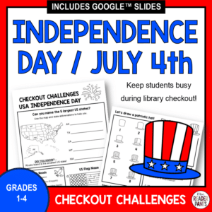 These Independence Day Checkout Challenges are designed to keep students engaged during library checkout. Two printable pages, no-prep!