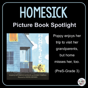 Homesick by Audrey Verney and Liz Garton Scanlon is a 2026 picture book that celebrates the joy of leaving for a trip and returning home.