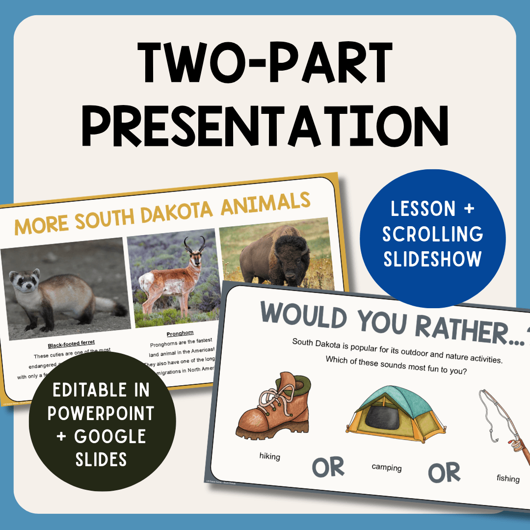 This South Dakota Library Lesson includes a presentation and two scavenger hunt activities for Grades 2-5.